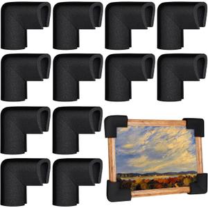 Frienda 12 Pcs Picture Frame Corner Protectors TV Foam Corners for Moving Mirror Boxes Bulk L-shaped Cushioning Picture Packing Kit for Artwork Packaging Furniture Supplies Shipping Edge Protection