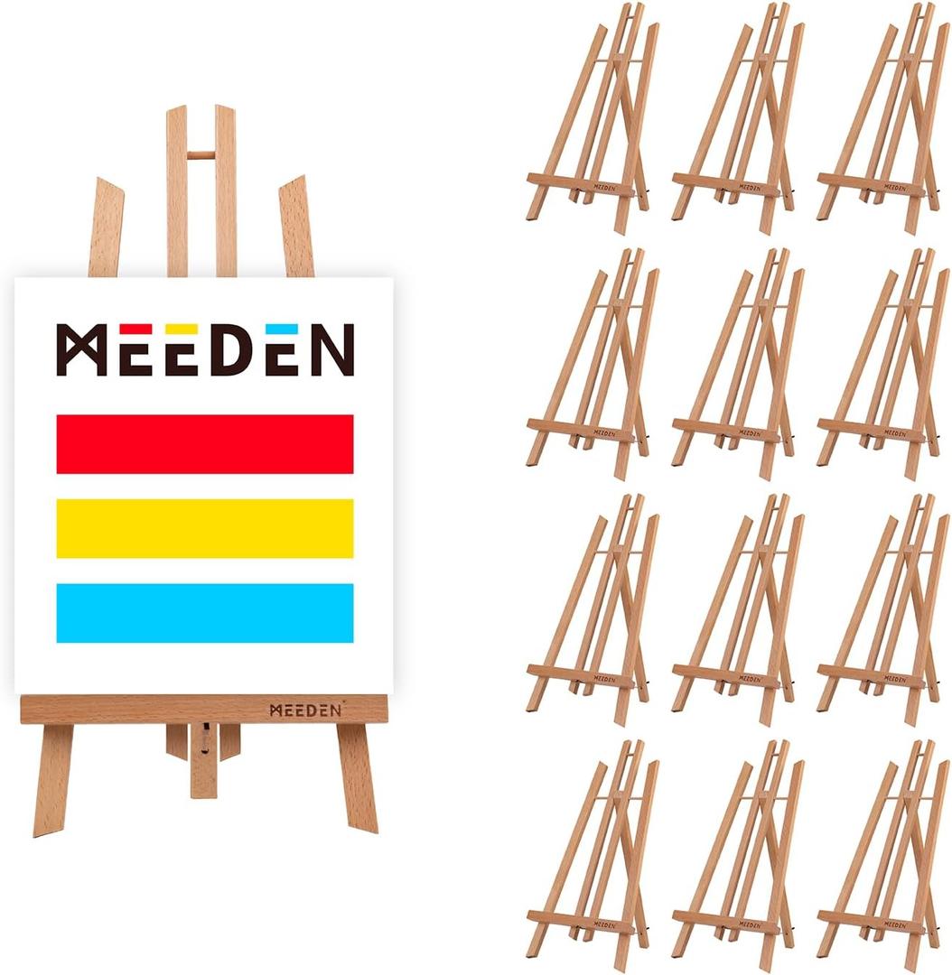 MEEDEN 20 Inch Tabletop Easel: 12 Pack Beech Wood Easel for Painting - Display Table Top Easel Canvas Stand for Painting Sign (Natural)