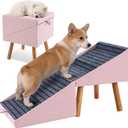 Dog ramp for Small Dogs, 2-in-1 Pet Steps & Ottoman - Foldable Dog ramp for Couch, Non-Slip Wooden Pet ramp for Puppy Senior Injured Dogs (Pink, XL(17.13H))