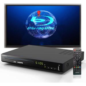 Blu Ray DVD Player,LONPOO Full HD Blu-ray Disc Player Video Disk Players with Easy Hook Up and User Friendly, 1080P Home Theater DVD Player with HDMI Output, Support HDD and USB Playback