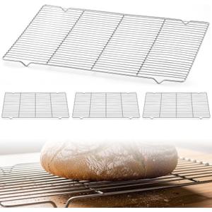 Lounsweer 4 Pcs Cooling Racks, 21L X 13W X 1H Stainless Steel Wire Rack for Baking Sheet, Large Cookie Cooling Rack, Oven Safe Cooking Racks for Sheet Pan, Dishwasher Safe, 2/3 Size