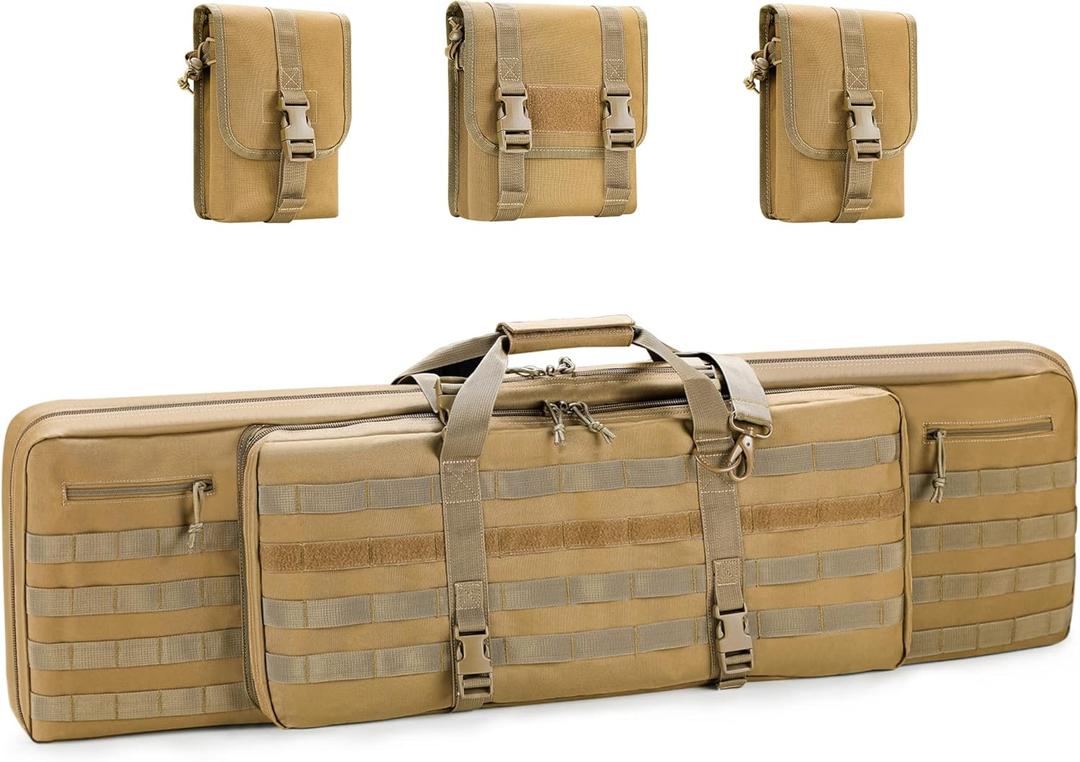 REEBOW GEAR Tactical Double Long Range Bag Outdoor Multifunctional Transportation Case Black/Tan 36/42/46 inches