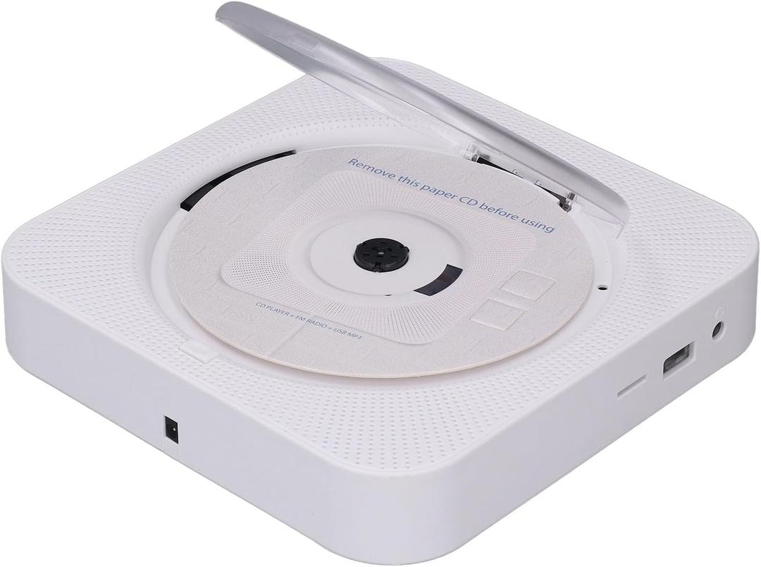 CD Player Portable, Portable Home CD Music Player with Remote Control, Supports AUX and 3.5 mm Audio Input Jack, 2 Modes Wall Mount Cd Player (White)