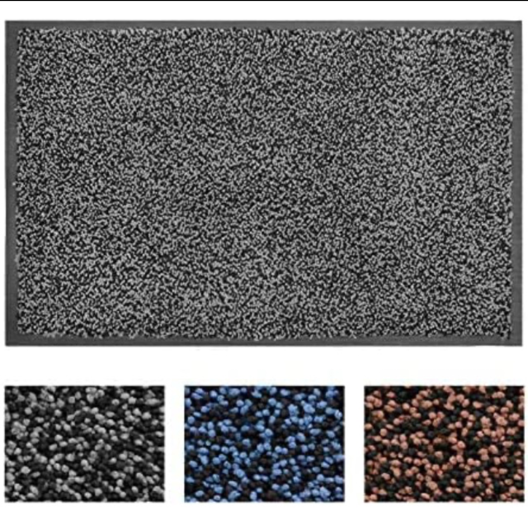 MATALL Home Entrance Door Mat - Microfiber Super Absorbent Mat Floor Mats with Durable Rubber Backing Indoor Low-Profile Doormats for House High Traffic Areas (35”x23.5”, Black&Grey)