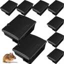 Qualirey 8 Pack Rat Bait Station with Key,9.8 x 7.5 x 3.9 in,Classic | Fits Rats and Mice, Rodents with Lockable, Durable Reusable Plastic, Ideal for Yards, Garages and Outdoor