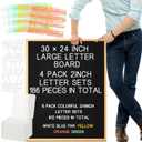 BBTO Large Felt Letter Board Sign 24 x 30 Inch, Changeable Letter Board with Boxes, Large Felt Menu for Restaurant Announcements, Restaurant Menus, (Black)