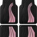Road Comforts Car Floor Mats Full Set  Front & Rear Car Floor Mats with Aluminum Design, Anti-Slip Backing, All-Weather Protection, Trim-to-Fit Car Mats for Most Sedans, SUVs & Vans - Pink
