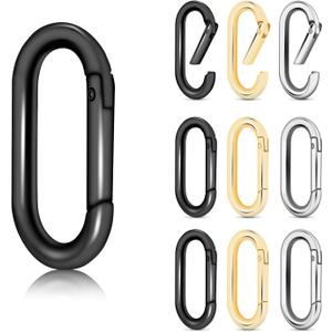 12Pack Large Oval Keyring, Metal Carabiner Spring Snap Hooks Clip for Paracord Keychain Lanyard, Car Key Rings, Pets Collar Buckles, Purse Keychain Replacement (Assorted) (1-3/8 Inch Inner Length, 1-3/8Inch Assorted 12pcs)