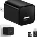 No Audio Charger Camera - Video-Only 1080P Small Camera with Motion Detection - Covert Nanny Cam for Home Indoor Security - 32GB Micro SD Card Included