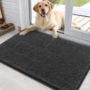 OLANLY Dog Door Mat for Muddy Paws 36x24, Absorbs Moisture and Dirt, Absorbent Non-Slip Washable Doormat, Quick Dry Chenille Mud Mat for Dogs, Entry Indoor Entryway Carpet for Inside Floor, Dark Grey