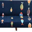 WOMACO Printed Futon Cover Stretch Sofa Bed Slipcovers Full Twin Queen Size Armless Couch Loveseat Protector Covers with Elastic Bottom for Living Room Bedroom Furniture (Color Fish, 75"-86.6") (Pattern #3)