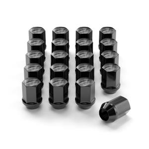 14x1.5 Wheel Lug Nuts for Ram 1500 Wrangler JL Grand Cherokee, 20pcs M14x1.5 OEM Factory Style Large Acorn Seat Lug Nuts, 7/8" Hex 60 Degree Conical Seat Black Finish Replace 611-330