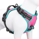 PHOEPET 2019 Upgraded No Pull Dog Harness, Reflective Adjustable Vest, with a Training Handle + 2 Metal Leash Hooks+ 3 Snap Buckles +4 Slide Buckles(L, Pink)