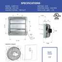 iLiving 12-Inch Wall Mounted Exhaust Fan with Variable Speed, 960 CFM, 1400 SQF Coverage Area, Silver
