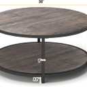 NSdirect Round Coffee Table,36" Coffee Table for Living Room,2-Tier Rustic Wood Desktop with Storage Shelf Modern Design Home Furniture(Light Walnut)