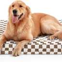 JOEJOY Dog Bed for Large Dogs, XLarge Orthopedic Dog Bed with Removable Washable Cover, Cute Modern Plush & Memory Egg Crate Foam Dog Bed, 42 x 28 inch, Brown