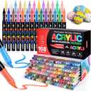 168 Colors Acrylic Paint Markers, Direct-Liquid Ink Control System, Premium Brush Tip Acrylic Paint Pens for School Art, Rock, Egg, Fabric, Wood, DIY Crafts (Includes Replacement Nibs)