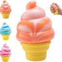 2 x Ice Cream Squeeze Squishy, Ice Cream Cone Squishy, Slow Rise Sensory Fidget Toy, Easter Basket Stuffers Party Favors Summer Sensory Stress Relief (Orange)