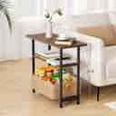 SLEEPING LAMB Side Table for Living Room, 3-Tier End Table for Small Space with Wide Storage Tabletop, Rustic Brown Narrow Nightstand for Bedroom, Sofa Couch, 23.6l X 11.8w X 24h
