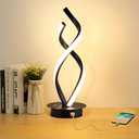 Modern Spiral Touch Lamp - Warm White LED Nightstand Light, Adjustable Brightness for Home and Office, Black