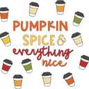 2 x AnyDesign 50Pcs Fall Letter Coffee Cup Cutouts with 100Pcs Glue Points Pumpkin Spice & Everything Nice Cardboard Cut-Outs Muticolor Coffee Cup Paper Cutting for Office Home Autumn Theme Party Decor