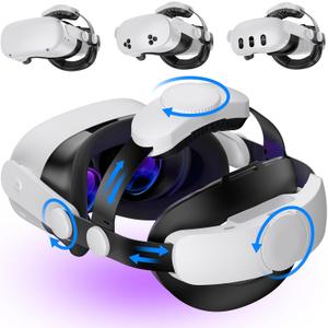 Kawaye for Meta Quest 3S/Quest 2/Quest 3 Head Strap, Double Knobs Adjustable Elite Strap Replacement,VR Headset Strap with Two Large Support Pad Enhanced Support, Reduce Pressure