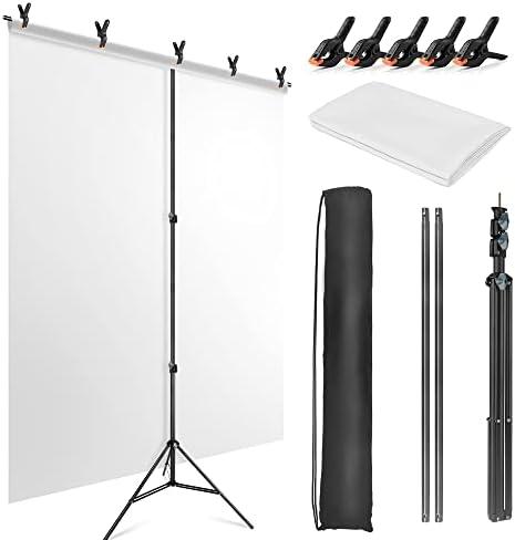 Amazon.com : White Backdrop with Stand for Photoshoot, 5X6.5ft White Photo Backdrop with T Shape Background Backdrop Stand for Photography, Portable Photo Backdrop Curtain Stand Kit w Carrying Bag 5 Spring Clamps : Electronics