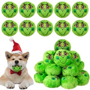Syhood 16 Pcs Christmas Snowball Dog Toys 3 Funny Puppy Dog Balls Snow Fight Plush Stuffed Pet Toys for Xmas Indoor Outdoor Winter Interactive Games Small & Middle Pet Chew Gifts(Monster Face)