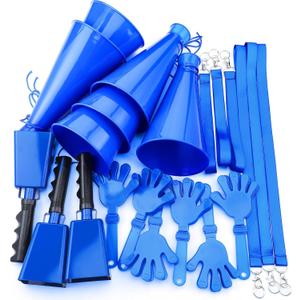 21 Pcs Cheer Cheerleader Team Items, Spirit Game Day World 2026 Stadium Events Accessories Bulk 9" Cow Bell Megaphones Hand Clapper for Sporting Events Soccer Football Basketball Event