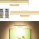 2Pcs Picture Light for Wall Dimmable,Remote Painting Light with Timer,Art Display Lighting with 3 Color, Battery Operated Led Accent Lights for Poster Frame Gallery Portrait Artwork-Gold (2PACK)