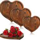 Nitial 3 Pcs Valentine's Day Heart Tray Wooden Heart Serving Plate Tray Romantic Dish Neutral Cheese Charcuterie Board and Platters for Valentine Wedding Display Snack Cake Fruit, Food, 3 Sizes