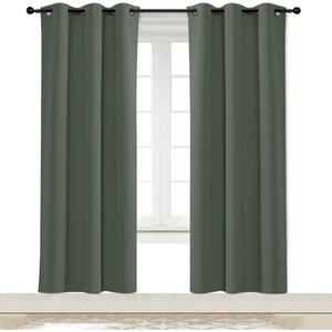 NICETOWN Blackout Curtain Blind for Bedroom, Single Panel, W34 x L72 inches, Dark Mallard, Thermal Insulated Grommet Blackout Room Darkening Drape/Drapery