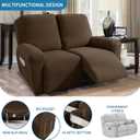 2026 Loveseat Recliner Cover 4-Piece (48"-66") Super Soft Recliner Loveseat Covers with Big Pocket & Anti Slip Ties Stay in Place, Lazy Boy Reclining Love Seat Slipcover Durable Washable, Coffee