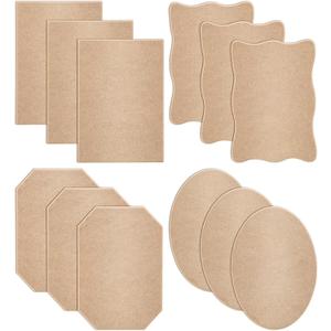 Novabright 12 Pcs Unfinished Wood Plaques for Crafts 6.5 x 4.5 Inch with 4 Assorted Shapes Beveled Thick MDF Wood Blank Sign for DIY Painting Burning Holiday Gifts and Craft Projects Supplies