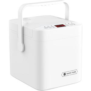 WHITE TIGER 1.3L Mini Rice Cooker - 4 Cups, 24-Hour Timer, Portable with Removable Non-stick Pot, Steamer for Rice, Soup, Congee & Yogurt