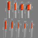 Crosstar 9Pcs Straight Router Bit Set 1/4" Shank, Carbide Straight Cut Router Bits for Woodworking, Includes 1/8", 5/32", 3/16", 1/4", 5/16", 3/8", 1/2", 5/8", 3/4" Cutting Diameters