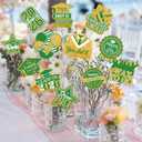 2026 Graduation Decorations with Sticks, 24 Pcs Green Gold Class of 2026 Graduation Centerpieces for Tables, Congrats Grad Table Toppers for Graduation Party Supplies