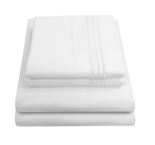 Queen Size Bed Sheets - Breathable Luxury Sheets with Full Elastic & Secure Corner Straps Built In - 1800 Supreme Collection Extra Soft Deep Pocket Bedding Set, Sheet Set, Queen, White