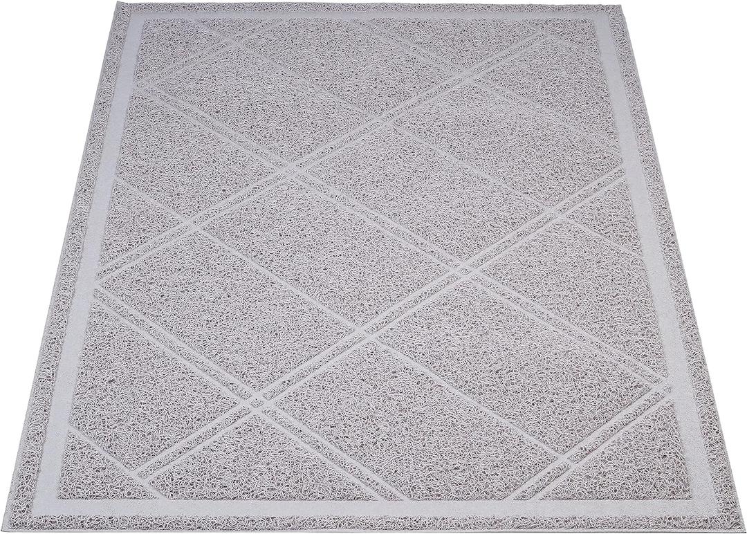 Amazon Basics Less-Mess Litter Trapping Cat Litter Box Mat, Soft on Kitty Paws, Waterproof, Scatter Control, 24" x 35", Grey (1 Count (Pack of 1), Gray)