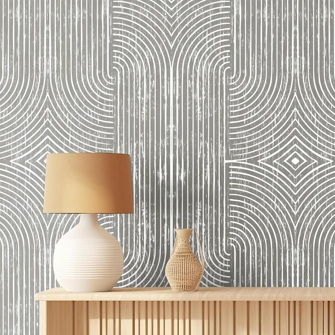 Neutral Peel and Stick Wallpaper Boho Removable Abstract Modern Contact Paper for Classroom Self Adhesive Wall Paper Peel and Stick Modern Bedroom Cabinet(Dark Brown,9.8 ft X 15.75 in)