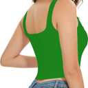 Womens Sleeveless Crop Tops Square Neck Double Layer Workout Fitness Basic Cropped Tank Top (L)