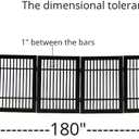 Urnporium Pet Dog Gate Freestanding, Strong Durable Folding Wooden Fence, Portable Acacia Hardwood Safety Barrier for Indoor & Outdoor Use (Black Pet Gate, 10 Panel 24" Tall)