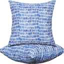 JMGBird Water-Resistant Outdoor Pillows Set of 2, 18x18 inch Durable White with Gradient Square Pattern Throw Pillows with Inserts for Patio Furniture