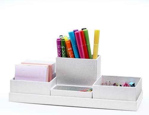 xiepipipaper Desk Organizer,Office Desk Accessories,Paperboard Desktop Organizer with Pen Pencil Holder and Sticky Note Tray,Paperclip Storage, L11.8 White xiepipipaper Desk Organizer,Office Desk Accessories,Paperboard Desktop Organizer with Pen Pencil Holder and Sticky Note Tray,Paperclip Storage, L11.8 White