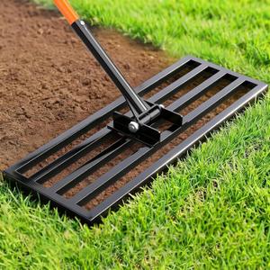 COZEER 30" x 10" Lawn Leveling Rake, Heavy Duty Stainless Steel Leveler Tool with 78" Adjustable Handle, Garden Yard Lawn Care for Garden, Golf Course, Farm and Pasture