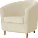 Stretch Tub Chair Covers, 2-Piece Club Chair Slipcover with Cushion Cover Soft Velvet Armchair Slipcovers Furniture Protector for Living Room (Beige)