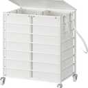 Double Laundry Hamper with Wheels and Lid, 115L Rolling Laundry Basket