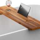 Tinamo Acacia Bathtub Caddy Tray Table | 35x9 Inch Large Bath Tub Wooden | Anti-Tipping, Sustainable Tub Tray for Bath tub | Bath-tub Accessories Holders for Bath-tub (Acacia, 35" x 9" x 2.5")
