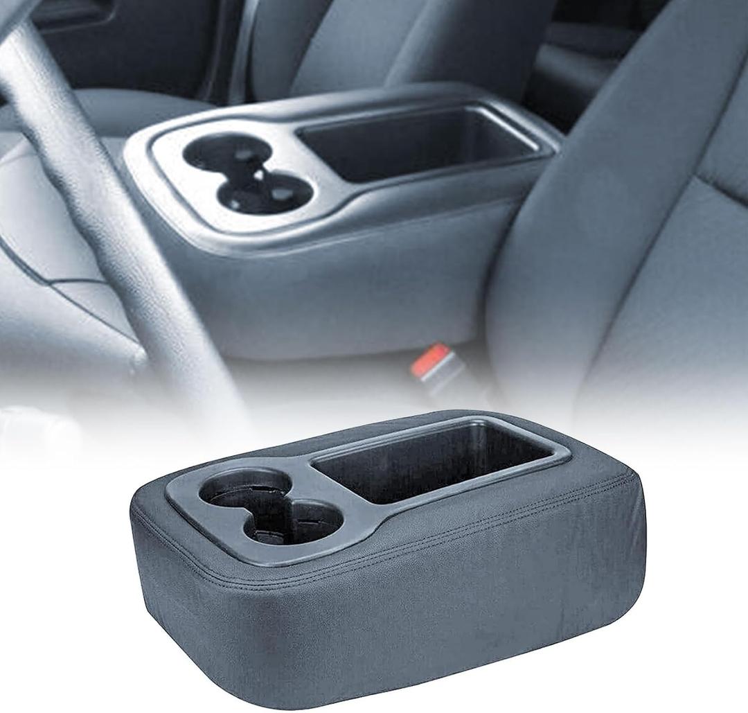 FZJDSD Dark Gray Jump Seat Armrest Cover Compatible with Chevy Silverado Tahoe Avalanche Suburban GMC Sierra Yukon XL 2007 2008 2009 2010 2011 2012 2013 2014 Center Console Cover with Zipper Design