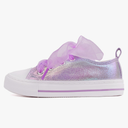 HugRain Little Girls Kids Classic Sparkle Low Top Lace Up Sneakers Walking Shoes, Size 1 Big Kid